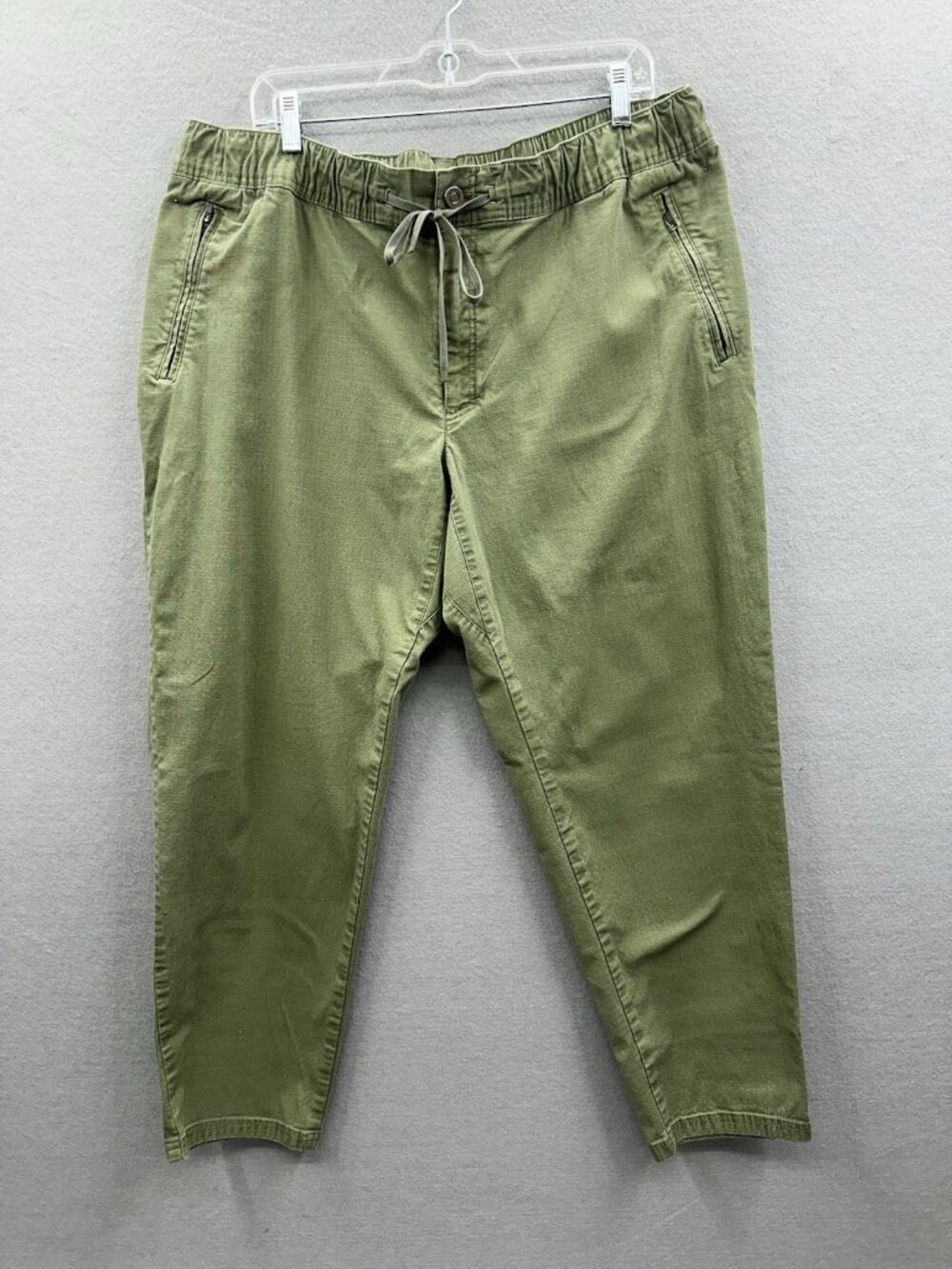 LL Bean Jogger Pants Women XL Green Cargo Stretch Waist Utility Trousers